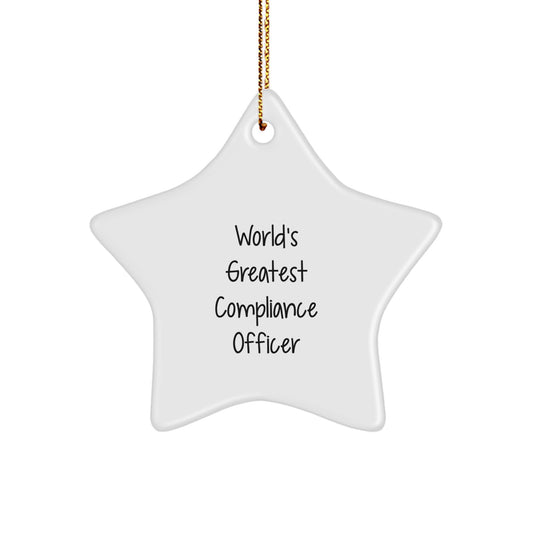 Funny Compliance Officer Gifts Star Ornament - World's Greatest 'Compliance Officer' Christmas Unique Gifts from Friends - Image 1