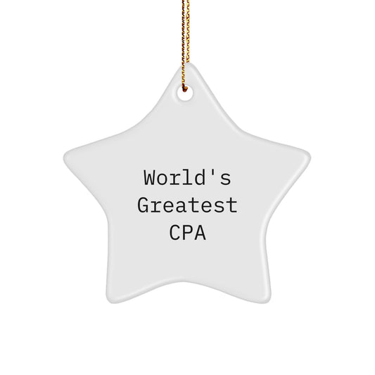 Funny CPA Star Ornament Gifts for CPA Friends, CPA Unique Christmas Unique Gifts from Friends, World's Greatest Cpa Star Shaped Ornament - Image 1