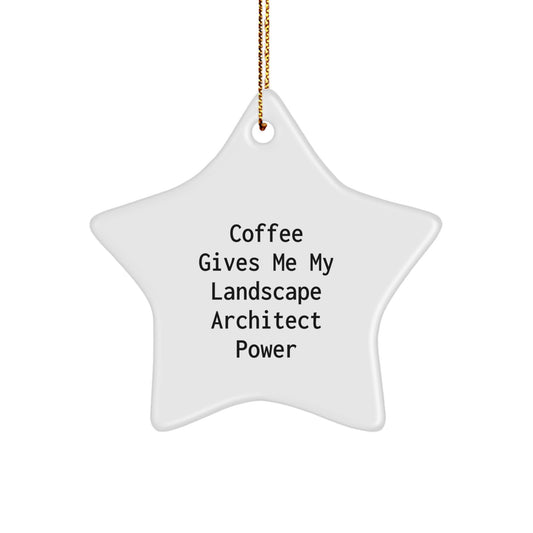 Funny Landscape Architect Star Ornament Gifts from Coworkers for Christmas Unique Decorations with Coffee Gives Me My Landscape Architect Power - Image 1