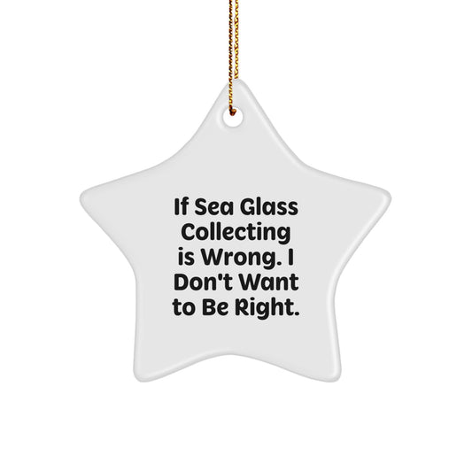 Funny Sea Glass Collecting Gifts for Friends - 'If Sea Glass Collecting Is Wrong, I Don't Want To Be Right.' Star Ornament for Christmas - Image 1