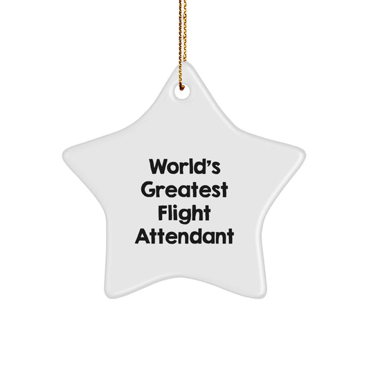 Funny Quote Flight Attendant Gifts from Friends, Christmas Unique Star Ornament for Flight Attendant, 'World's Greatest Flight Attendant' Star Decoration - Image 1