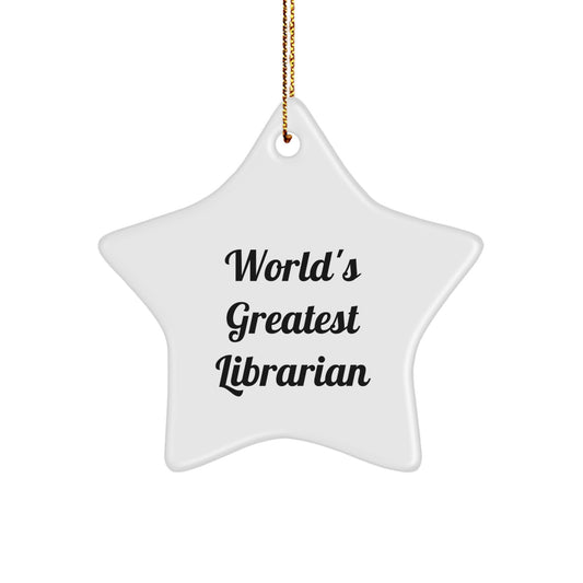 Funny Librarian Gifts from Friends for Librarian Star Ornament World's Greatest Librarian Quote Christmas Unique Decorations - Image 1