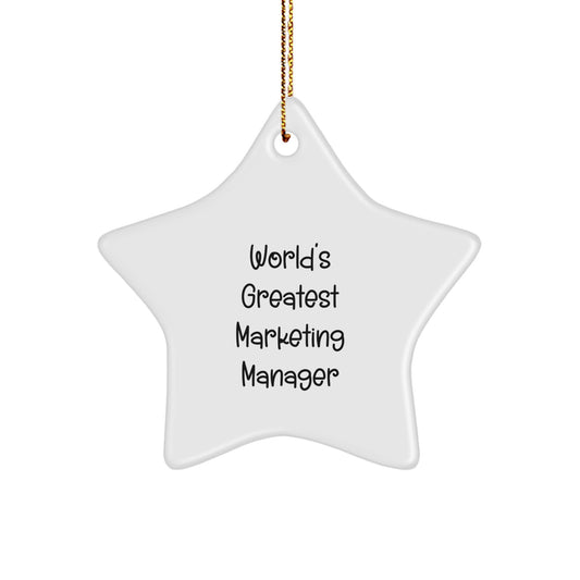 Funny Marketing Manager Gifts for Him, 'World's Greatest Marketing Manager', Star Ornament, Gifts from Friends, Christmas Unique Gifts - Image 1